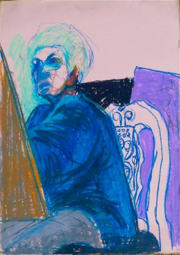 Self-portrait, oil pastel and grease pencil